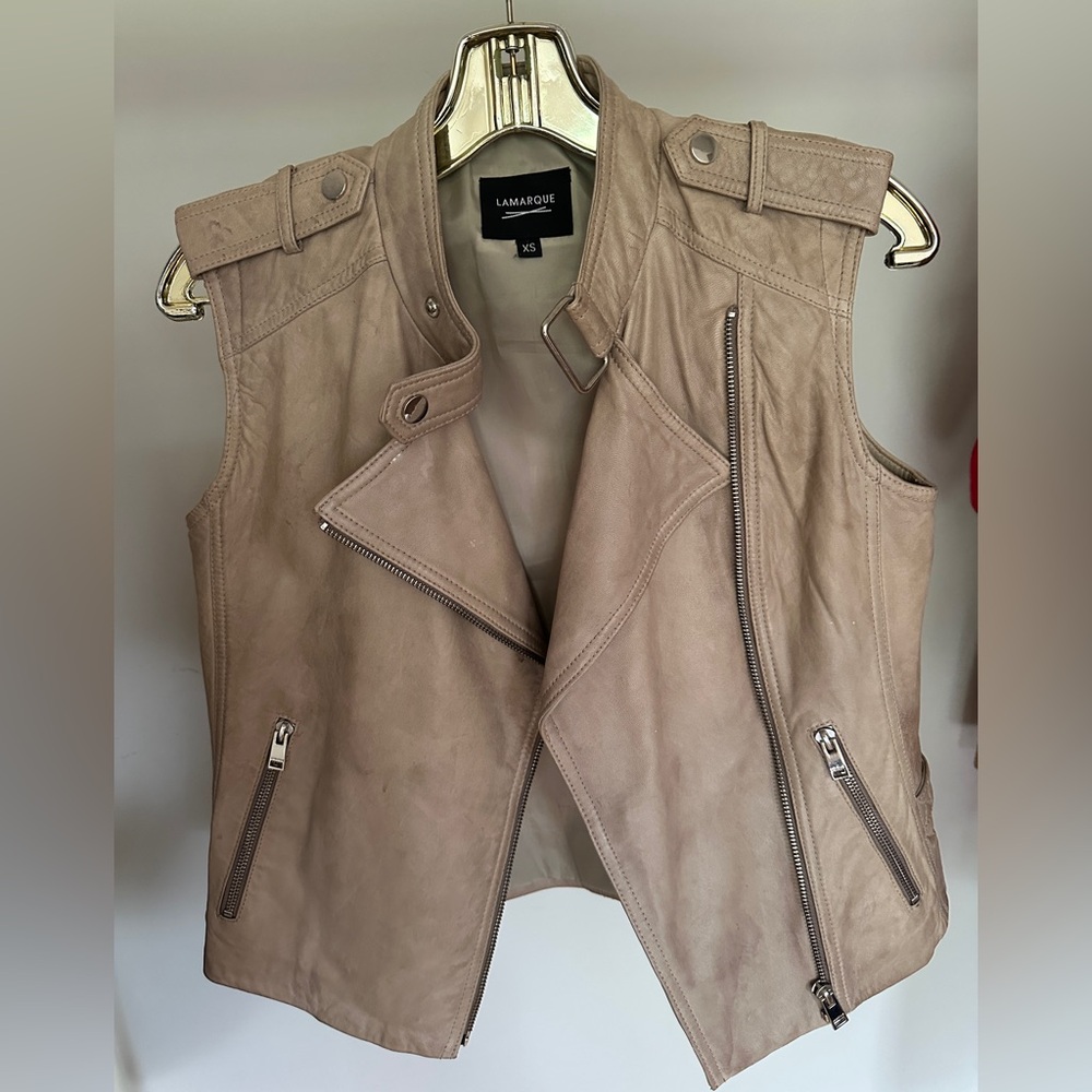 Lamarque Tan Sleeveless Women's Jacket Genuine Leather Vest